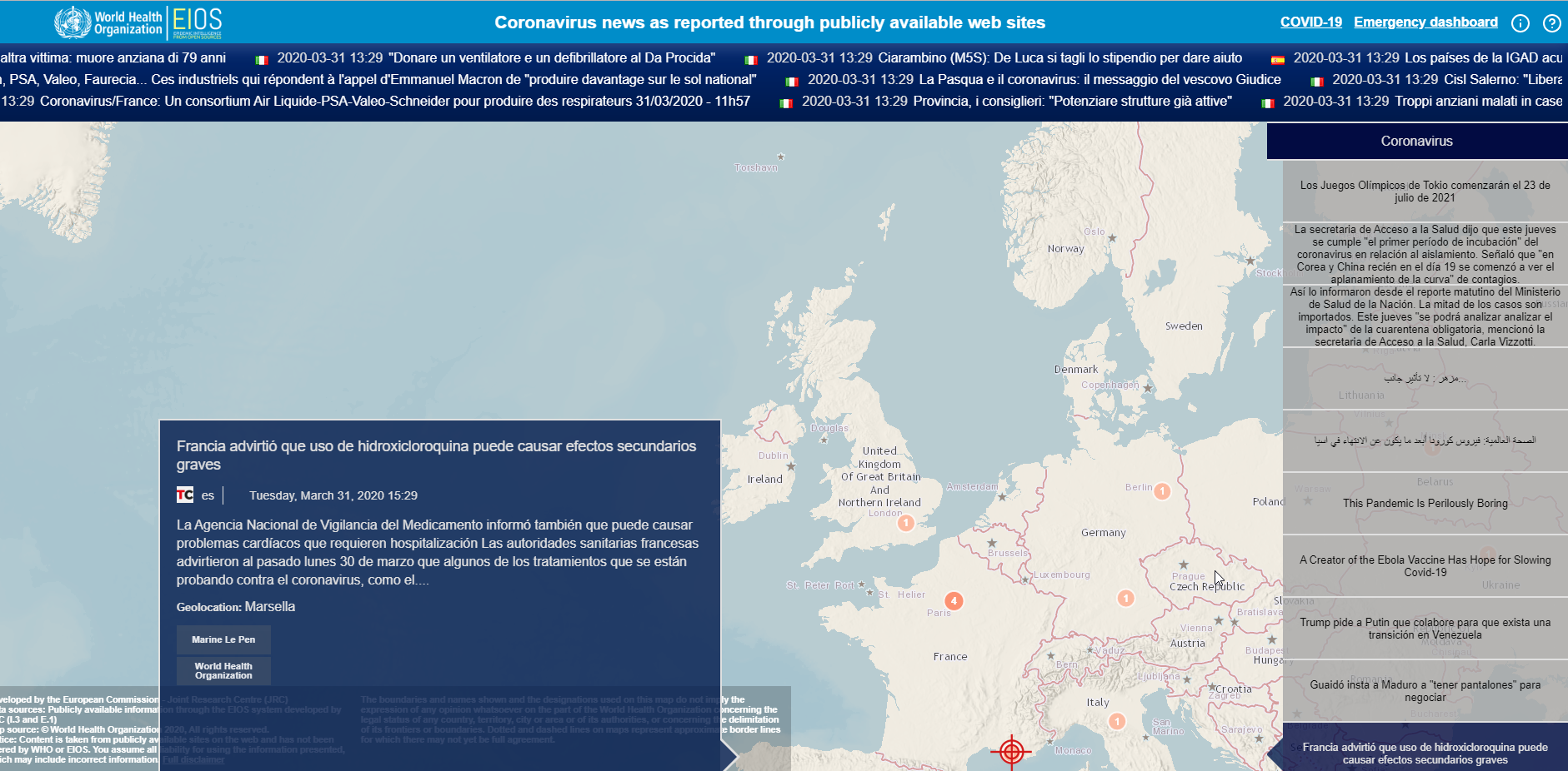 EIOS coronavirus newsmap