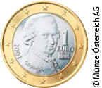 A famous Austrian composer appears on the 1 euro coin from Austria. Can you guess who it is? 
re: Wolfgang Amadeus Mozart