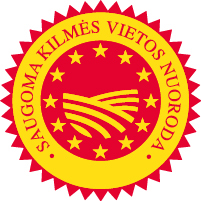 Logotipas „Saugoma kilmės vietos nuoroda“ yra raudonos ir geltonos spalvų apskritimas. Viduryje pavaizduotas laukas, kurį supa dvylika žvaigždučių. Žvaigždutes juosia žodžiai „Saugoma kilmės vietos nuoroda“. 