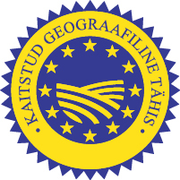 Kaitstud geograafilise tähise logo on sini-kollane ring. Keskel on kujutatud põldu, mida ümbritseb 12 tähte. Tähti ümbritseb kiri „Kaitstud geograafiline tähis“.