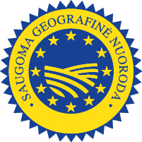 Logotipas „Saugoma geografinė nuoroda“ yra mėlynos ir geltonos spalvų apskritimas. Viduryje pavaizduotas laukas, kurį supa dvylika žvaigždučių. Žvaigždutes juosia žodžiai „Saugoma geografinė nuoroda“.