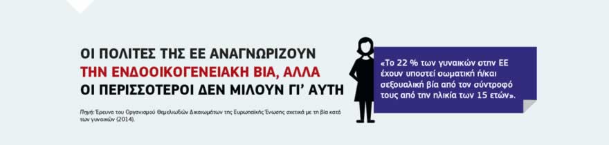 Γράφημα: Η Επιτροπή αφιέρωσε το 2017 στην καταπολέμηση της βίας κατά των γυναικών σε ολόκληρη την ΕΕ. Στις δράσεις περιλαμβανόταν η εκστρατεία στα μέσα κοινωνικής δικτύωσης με τίτλο «NON.NO.NEIN. Πες ΟΧΙ! Σταματήστε τη βία κατά των γυναικών», η οποία αποσκοπούσε στην ευαισθητοποίηση και στη σαφή τοποθέτηση κατά της βίας με θύματα τις γυναίκες. Η εκστρατεία παρουσίασε επίσης επιτυχημένα παραδείγματα σχετικά με το σημαντικό έργο που επιτελείται στον τομέα αυτό σε ολόκληρη την ΕΕ. Τον Ιούνιο η Ευρωπαϊκή Ένωση υπέγραψε τη σύμβαση της Κωνσταντινούπολης, την πρώτη ευρωπαϊκή συμφωνία που θεσπίζει νομικώς δεσμευτικά πρότυπα για την πρόληψη της βίας κατά των γυναικών και των κοριτσιών, για την αποτροπή της ενδοοικογενειακής βίας, για την προστασία των θυμάτων και για την τιμωρία των δραστών.