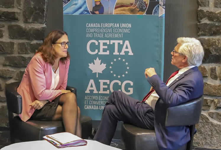 Image: Commissioner Cecilia Malmström meets with Jim Carr, Canadian Minister of International Trade Diversification, on the first anniversary of the Comprehensive Economic and Trade Agreement, Montreal, Canada, 26 September 2018. © European Union