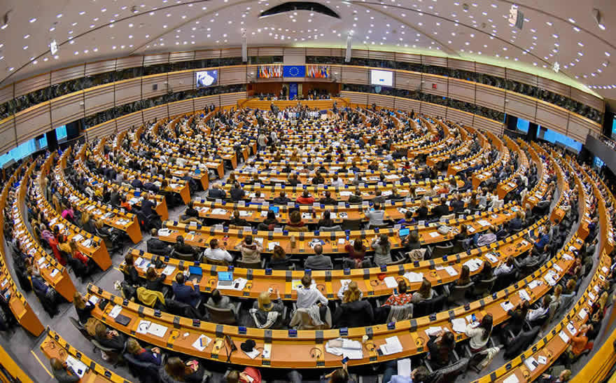 Image: A bird’s eye view of a full house in the European Parliament during the 70th anniversary of the Universal Declaration of Human Rights. © European Union