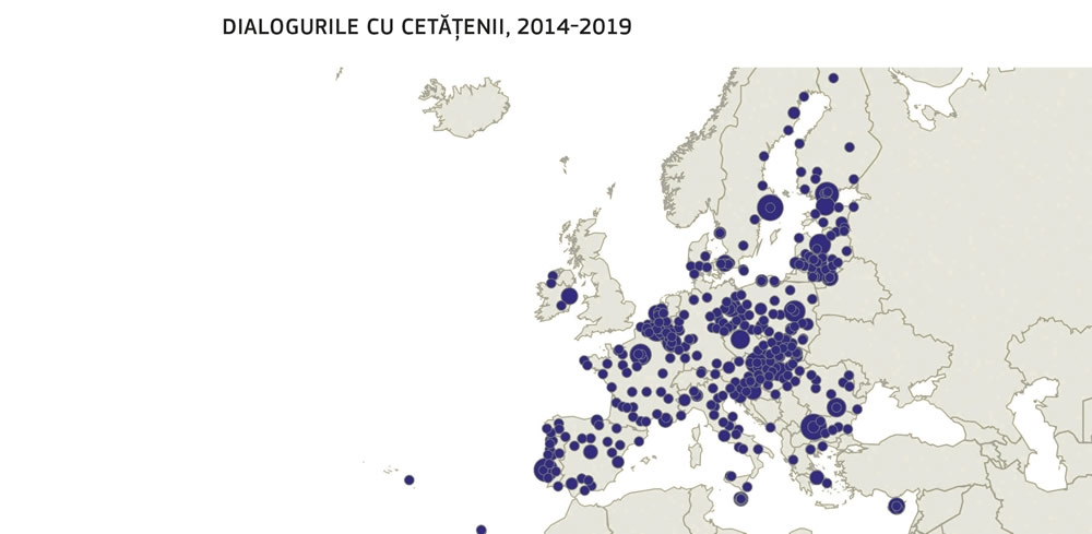 Harta distribuției geografice a dialogurilor cu cetățenii din perioada 2014-2019