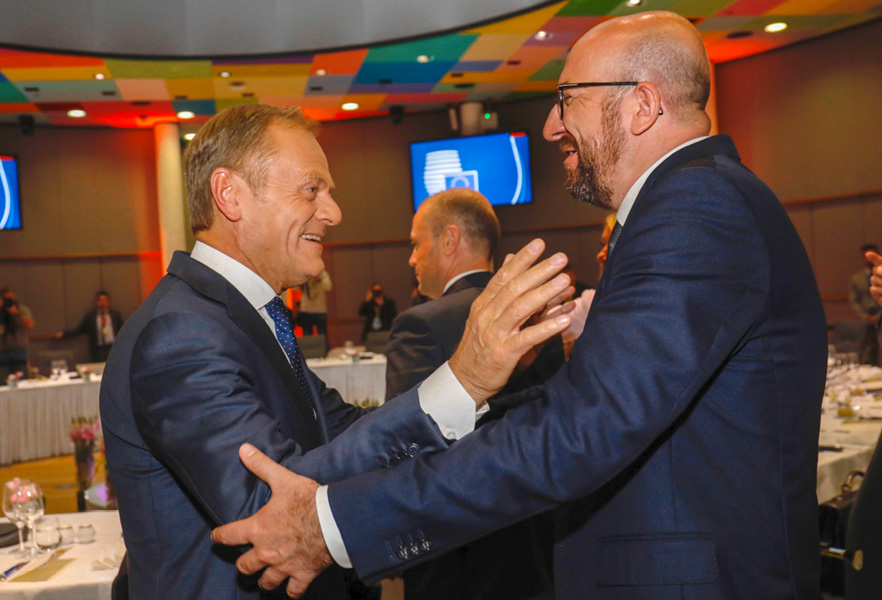 Donald Tusk a Charles Michel sa vítajú