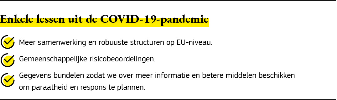 Grafische samenvatting van de lessen die zijn getrokken uit de Covid‑19-pandemie.