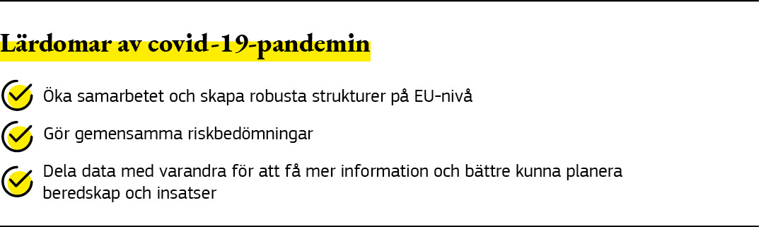 Grafik med en sammanfattning av lärdomarna från covid-19-pandemin.