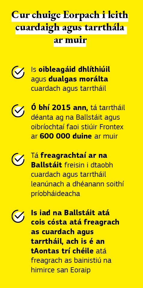 Léaráid faoin gcur chuige Eorpach i leith cuardaigh agus tarrthála ar muir.