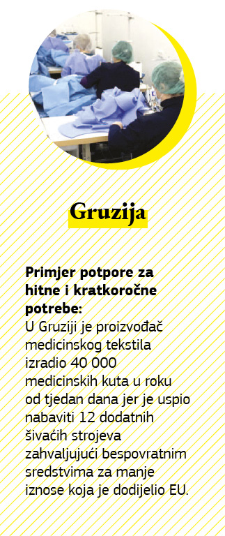 Grafika koja prikazuje potporu Unije Gruziji.