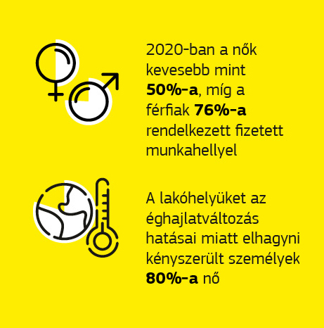 A nemek közötti egyenlőséggel kapcsolatos adatokat a fejlesztési együttműködéssel összefüggésben bemutató ábra.