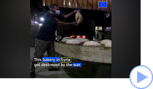 Videozapis koji pokazuje kako su se EU i Oxfam udružili kako bi jedna sirijska pekarnica uništena u ratu nastavila s radom.