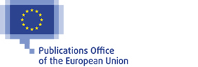 Logo of the Publications Office of the European Union, consisting of the flag of the European Union with 12 yellow stars arranged in a circle on a blue background within a blue pixelated speech bubble.