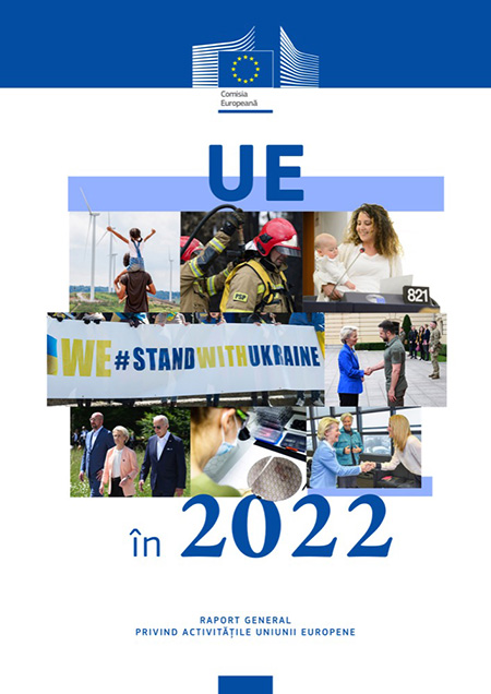 Coperta publicației „UE în 2022 – Raport general privind activitățile Uniunii Europene”