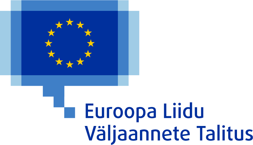 Euroopa Liidu Väljaannete Talituse logo, millel on näha 12 ringikujuliselt asetatud kollast tähte sinisel taustal sinise pikseldatud jutumulli sees.
