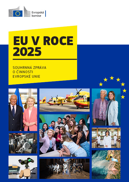 Titulní strana publikace „EU v roce 2025 – Souhrnná zpráva o činnosti Evropské unie“