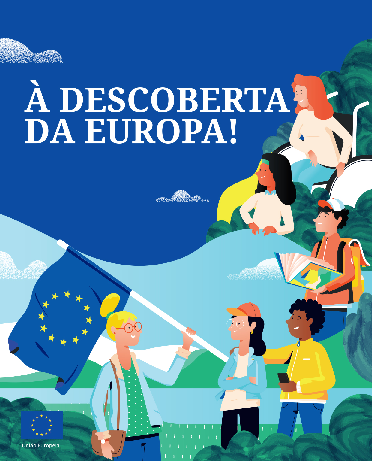 Bandeira da união europeia (ue) e adesão no fundo do mapa da