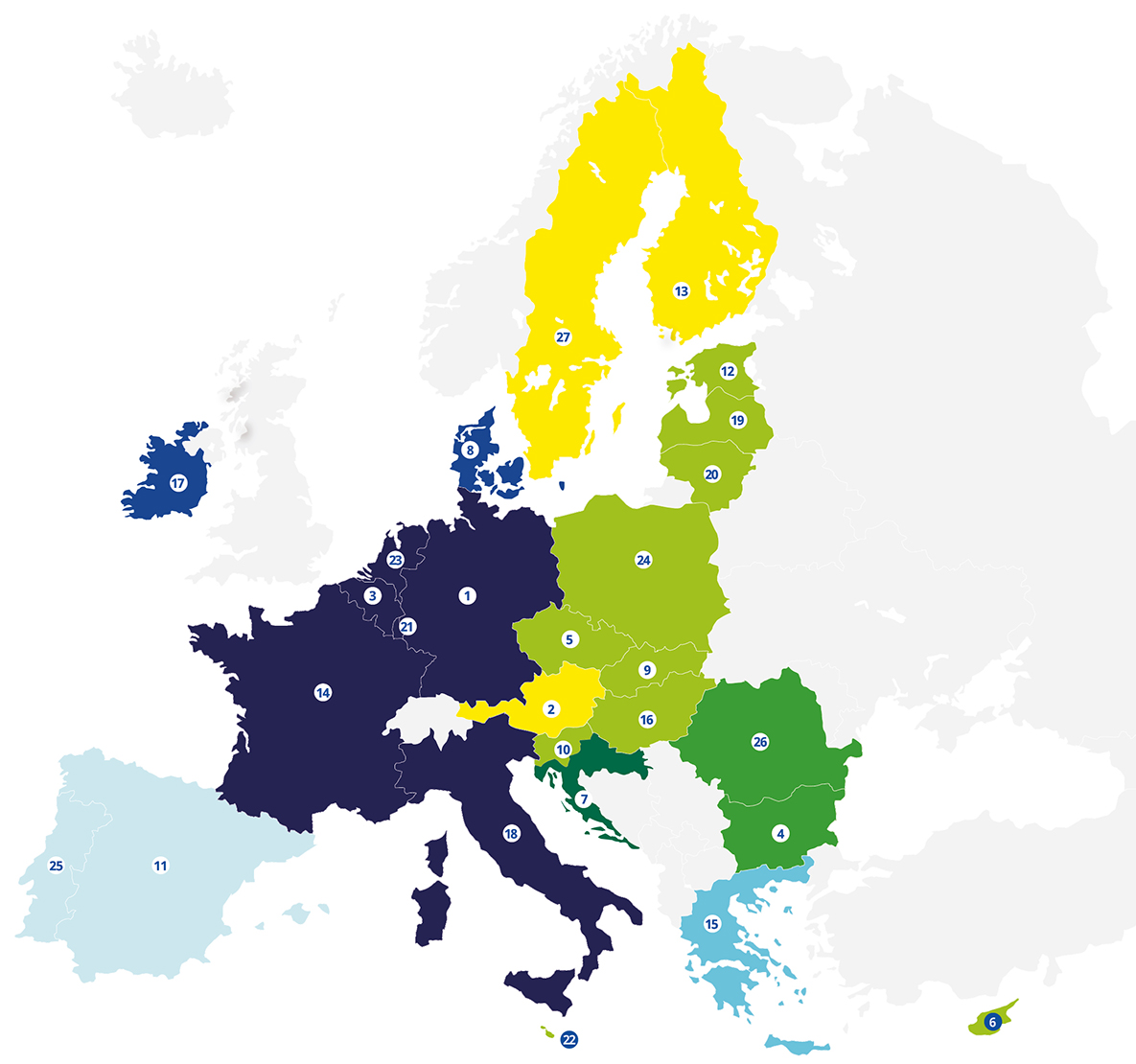 Mapa de la Unión Europea.