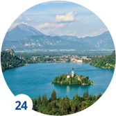 Zdjęcie przedstawiające Jezioro Bled w Słowenii.