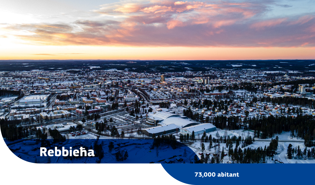 Dehra mill-ajru ta’ Skellefteå bil-borra fuq il-bini u fuq is-siġar