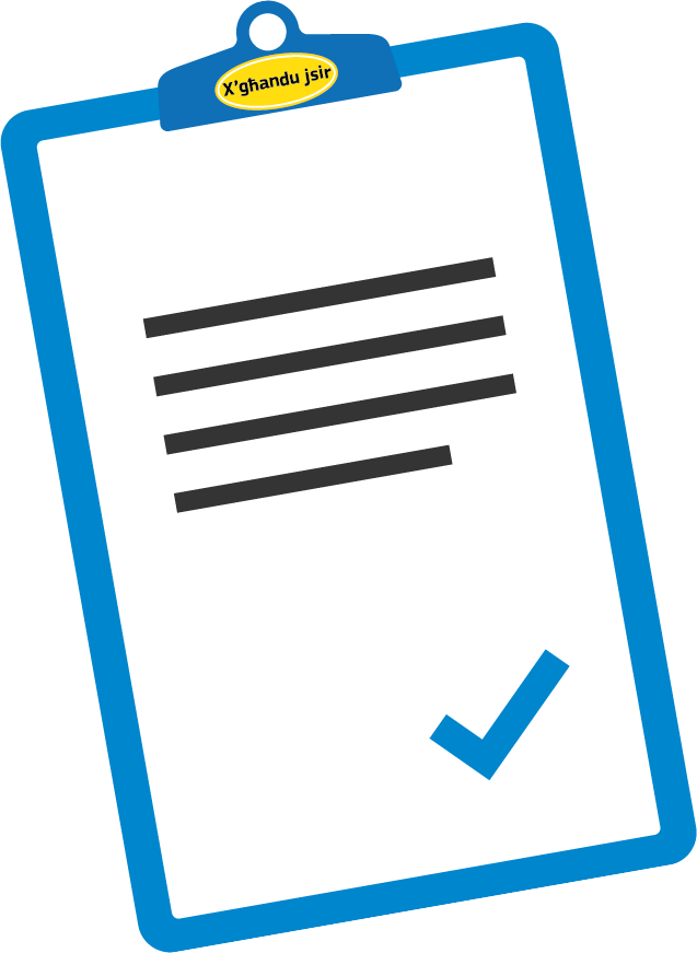 Immaġni ta’ clipboard b’lista tal-UE ta’ affarijiet li jridu jsiru.