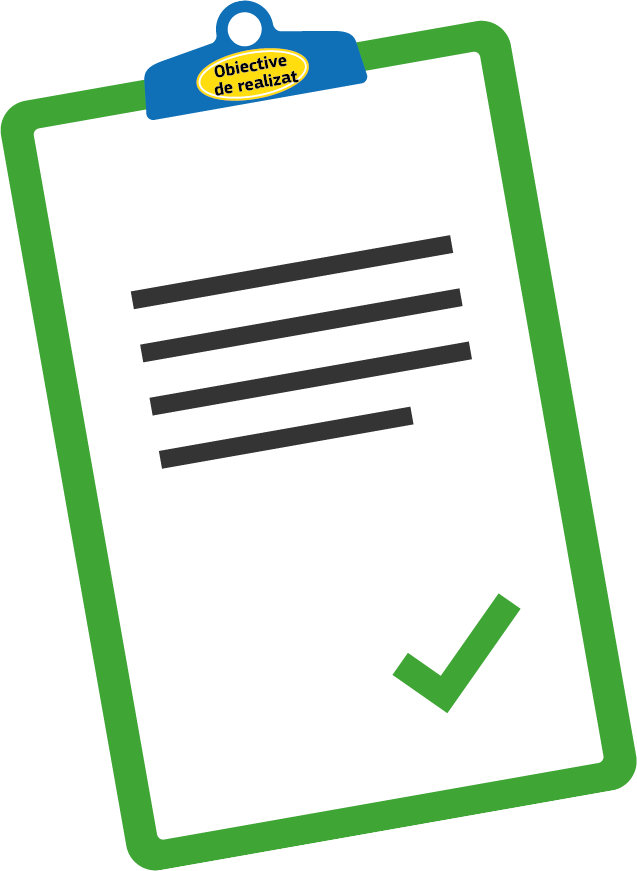 Imaginea unui clipboard cu lista de obiective de realizat a UE.